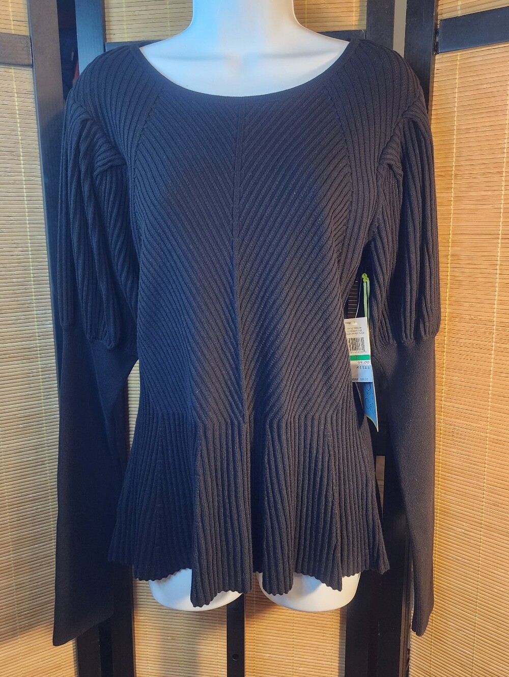 CeCe Luxury Black Ribbed Sweater